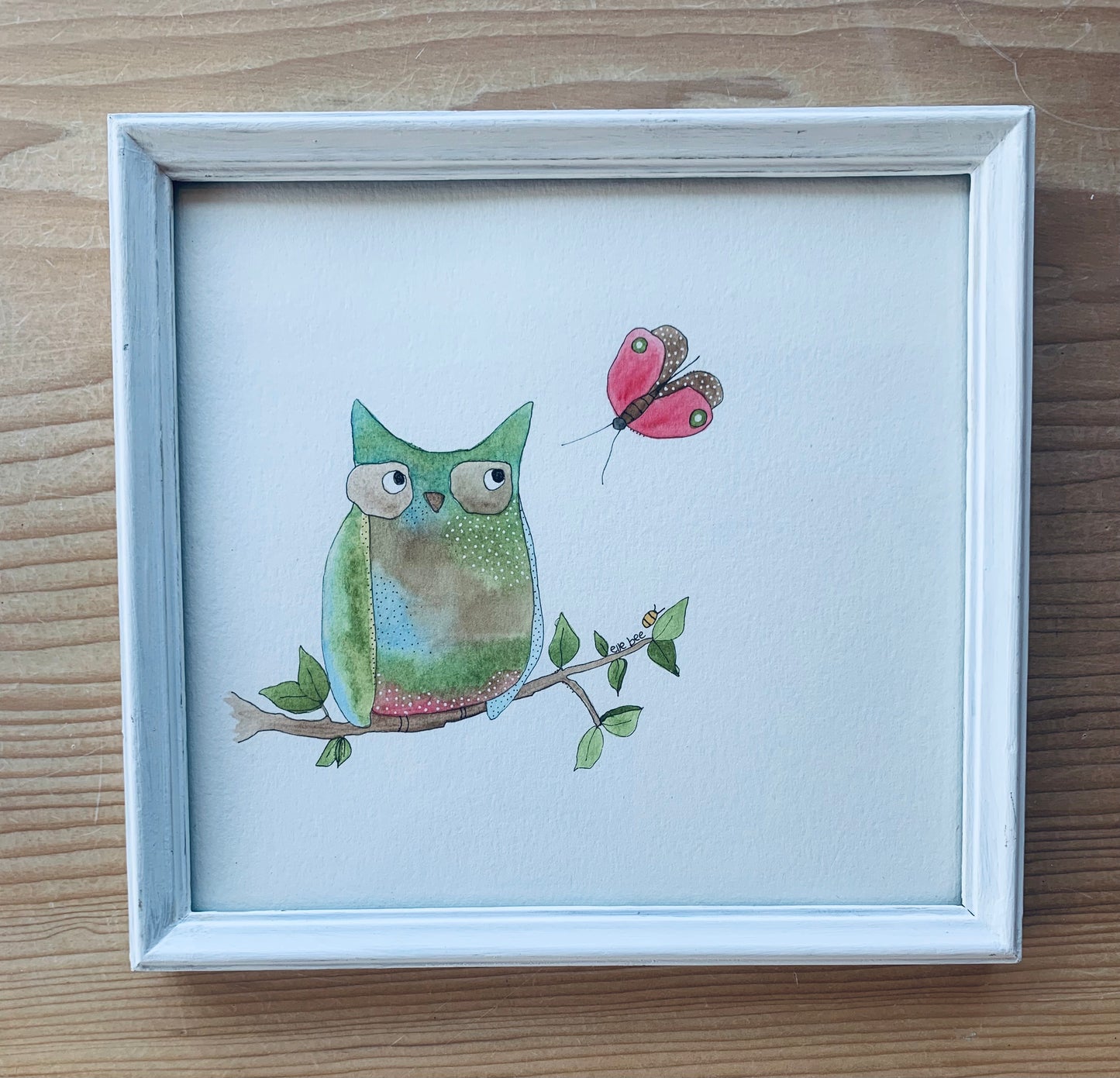 “Owl and moth” original watercolour