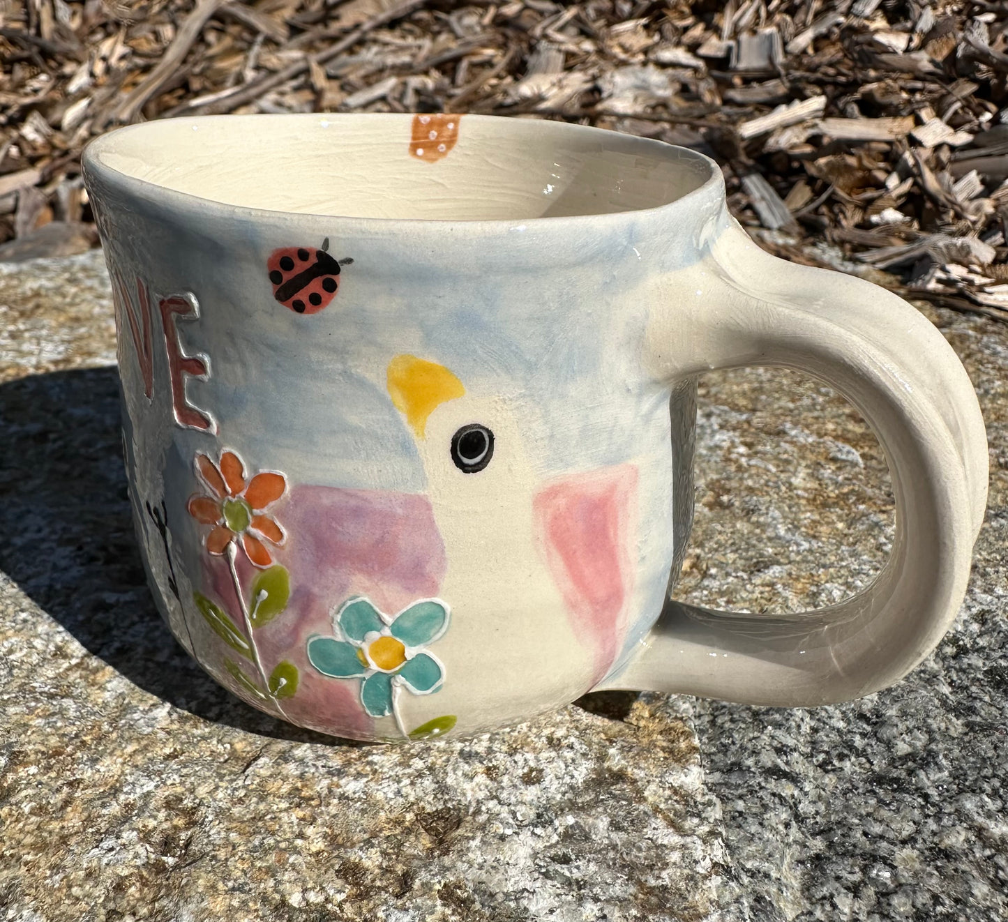 Bunny love handmade mug