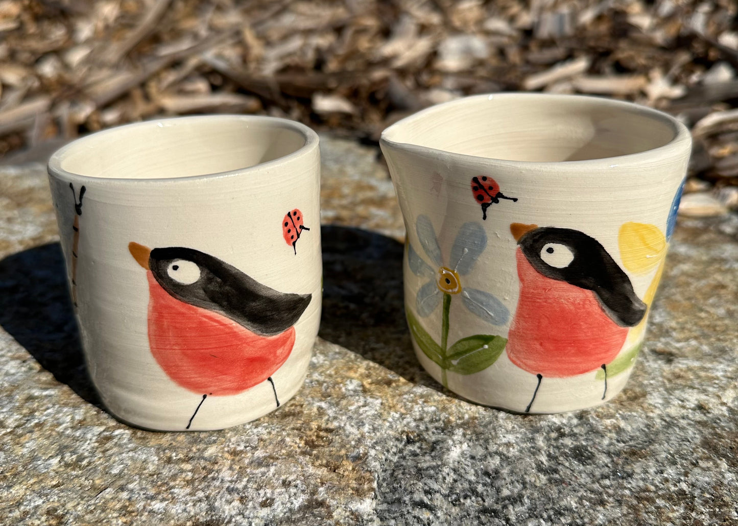 Spring Robins cream and sugar set