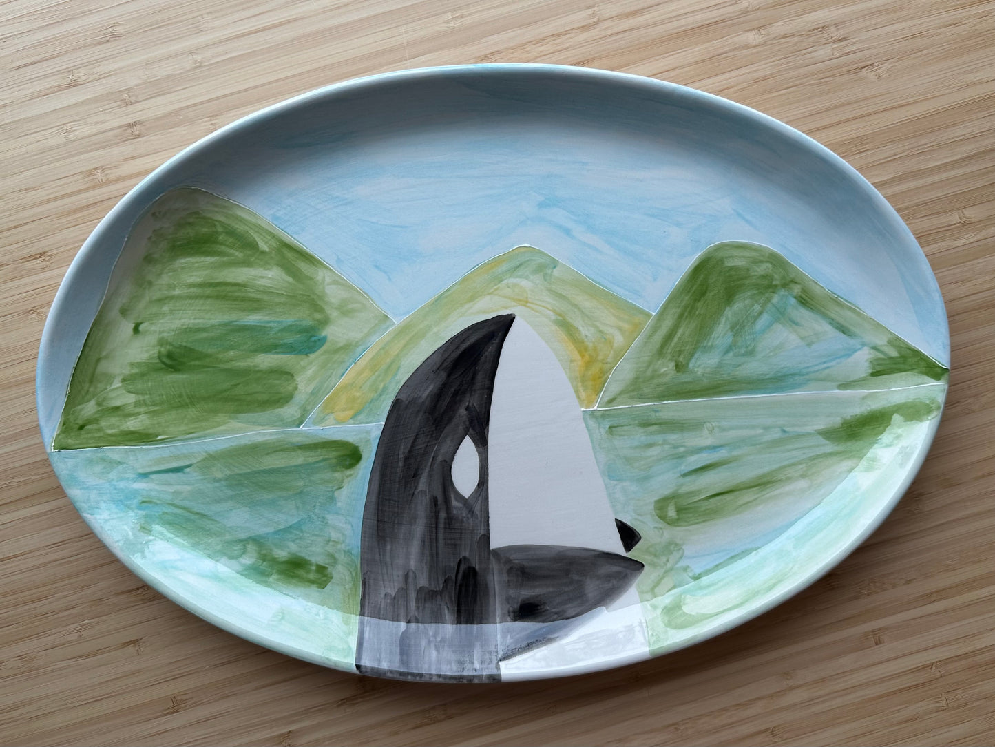 Orca in Salish Sea large Oval serving Platter