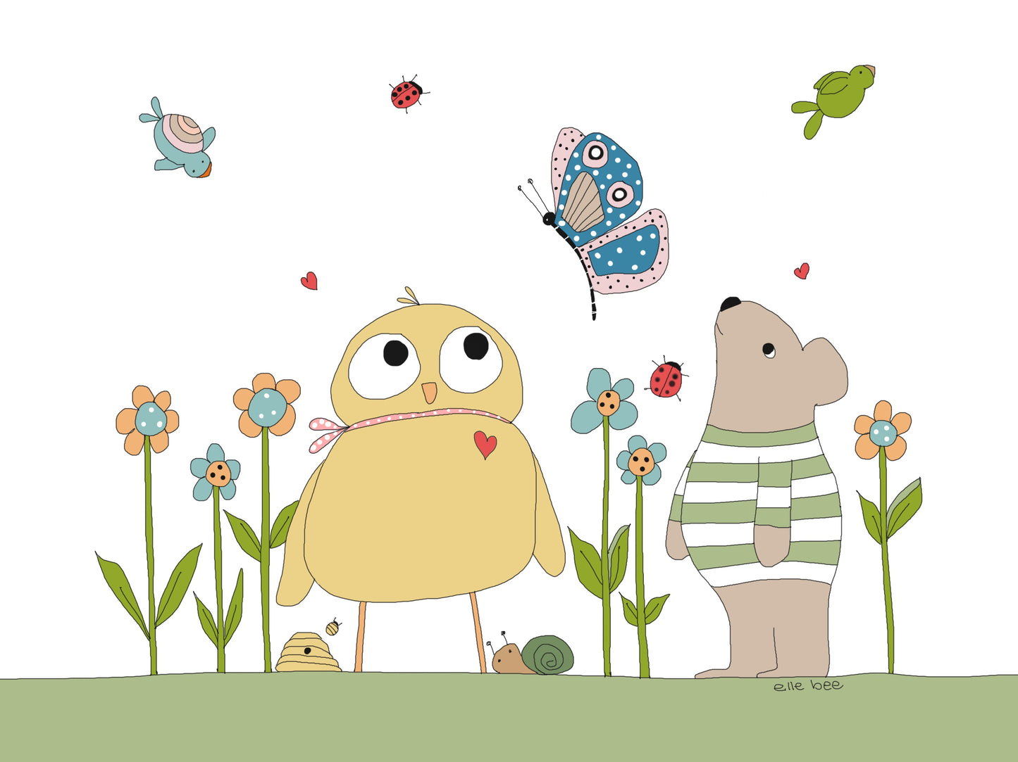 Greeting card "Chubby chick & little mouse"