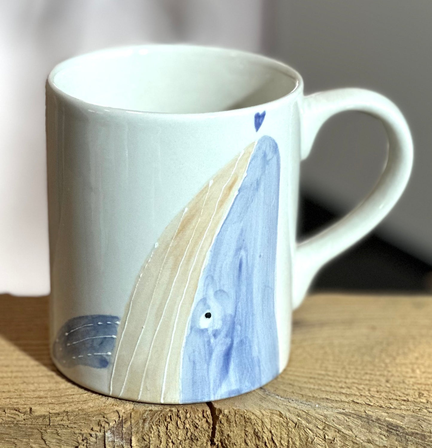 Blue whale hand painted mug