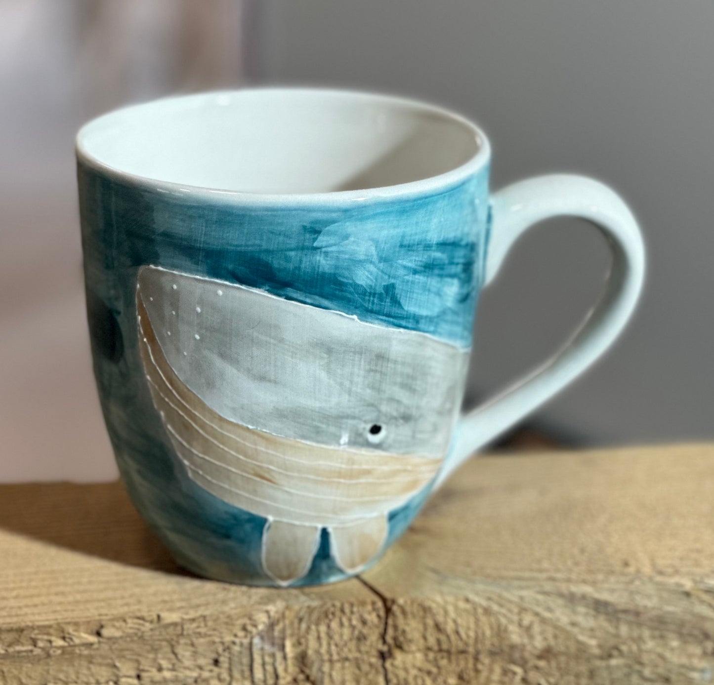 Grey whale large coffee / tea mug