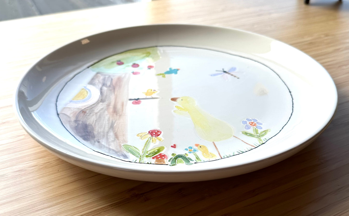 Duck illustration large Dinner or serving Plate