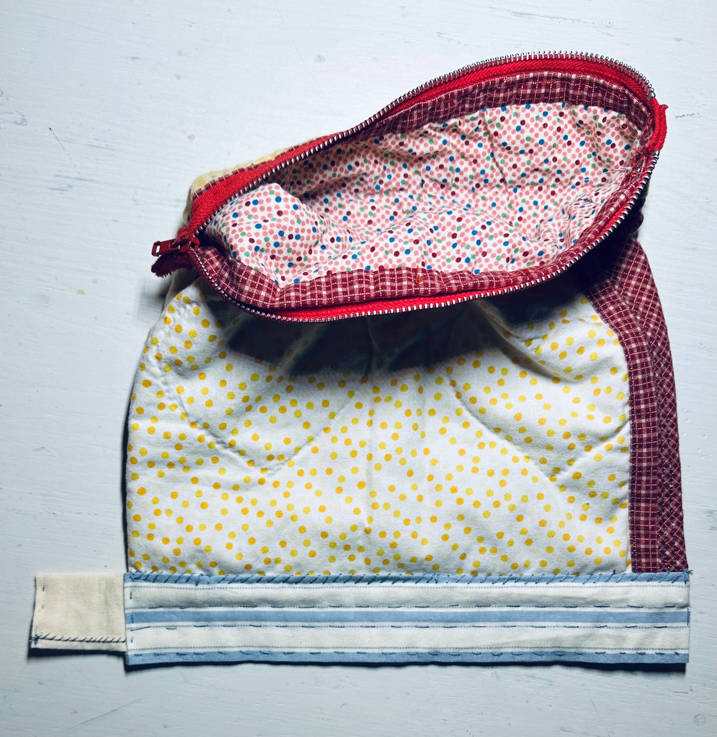 Vintage children hand stitched zippered bag