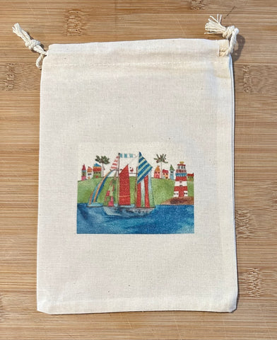 Sailing on the Coast drawstring bag