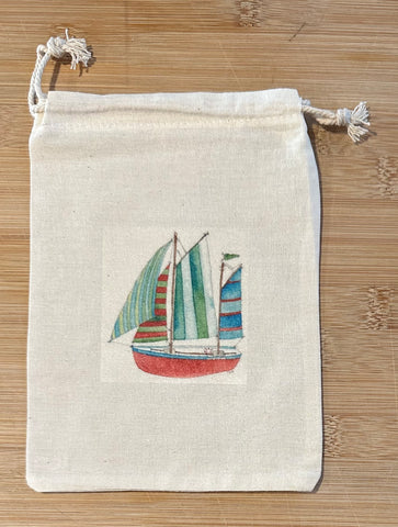 Mermaid sailboat drawstring bag