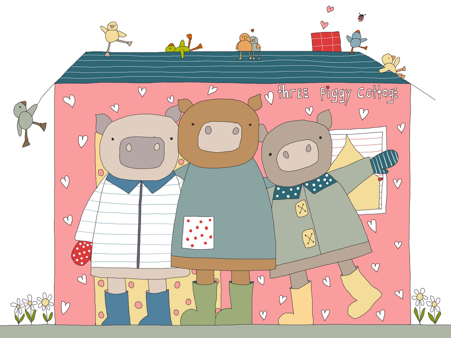 “3 piggies cottage” greeting card