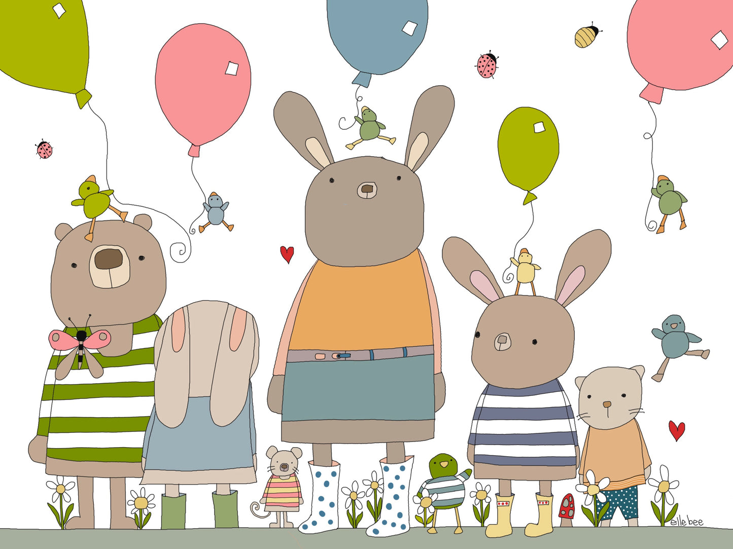 “Ducks, balloons & bunnies” greeting card