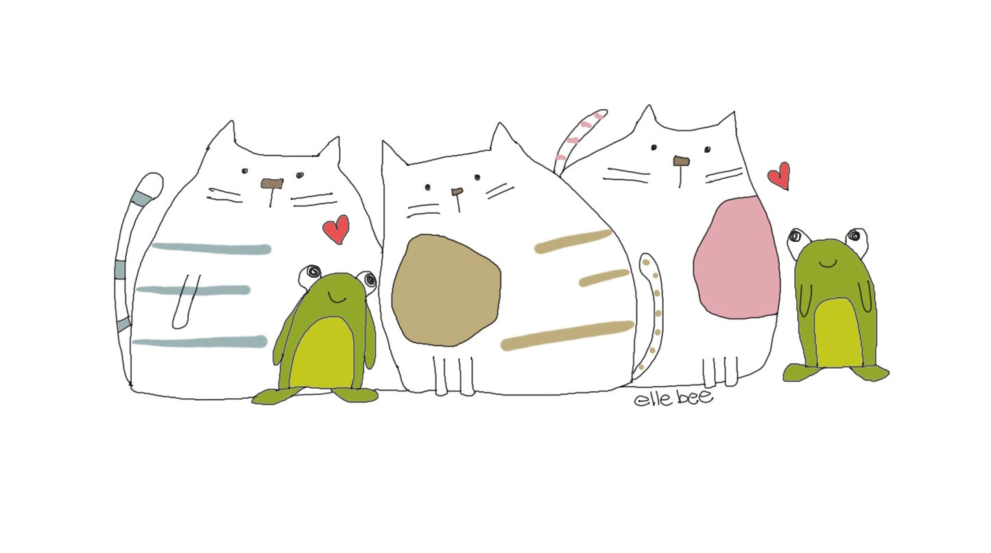 “Chunky Kitty’s & adoring Froggies” greeting card