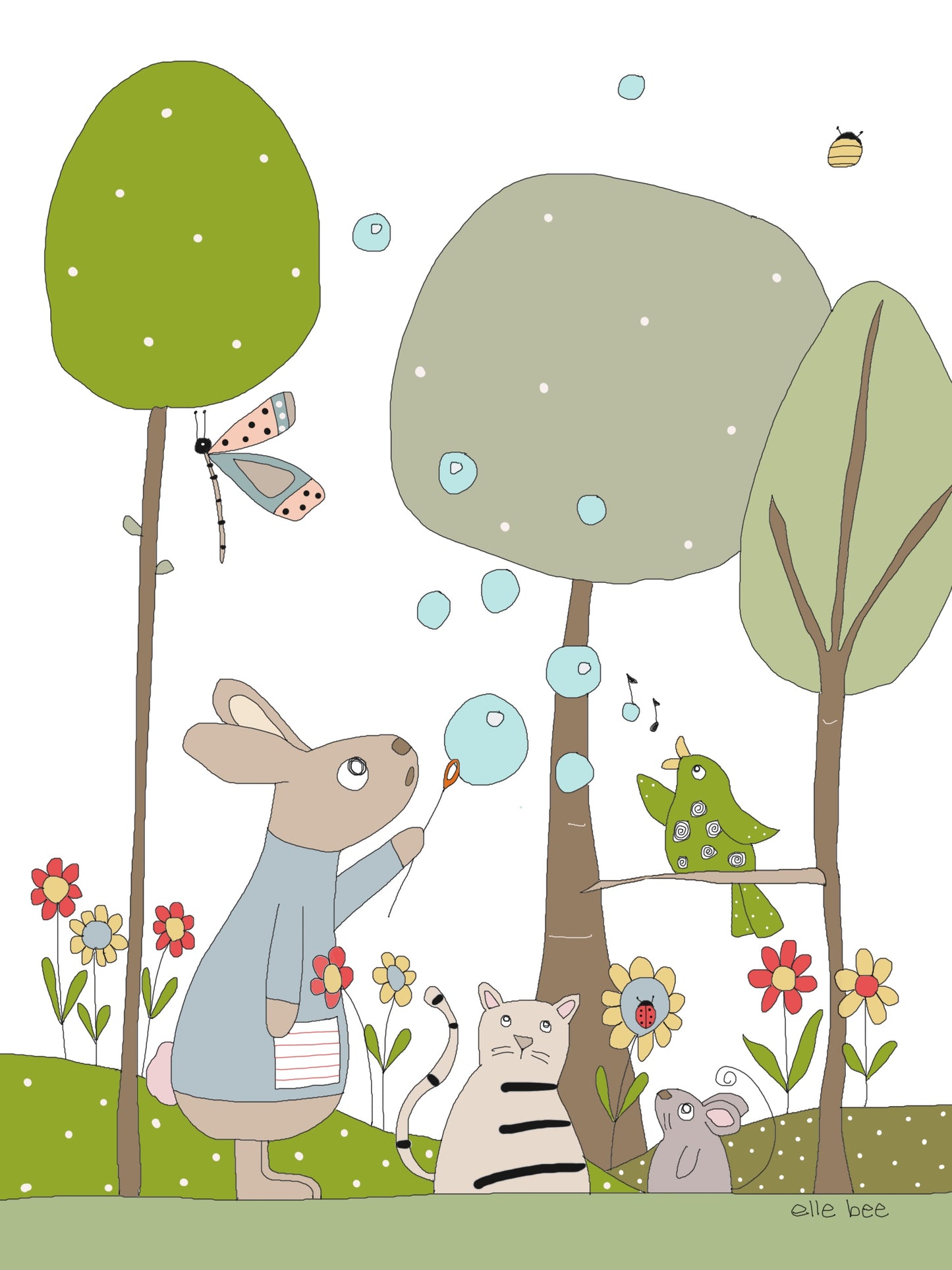 “Blowing Bubbles” greeting card