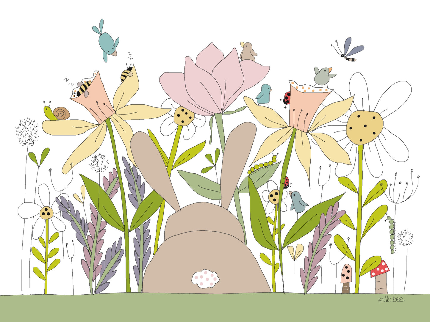 The Bees fell asleep in the Daffodil greeting card