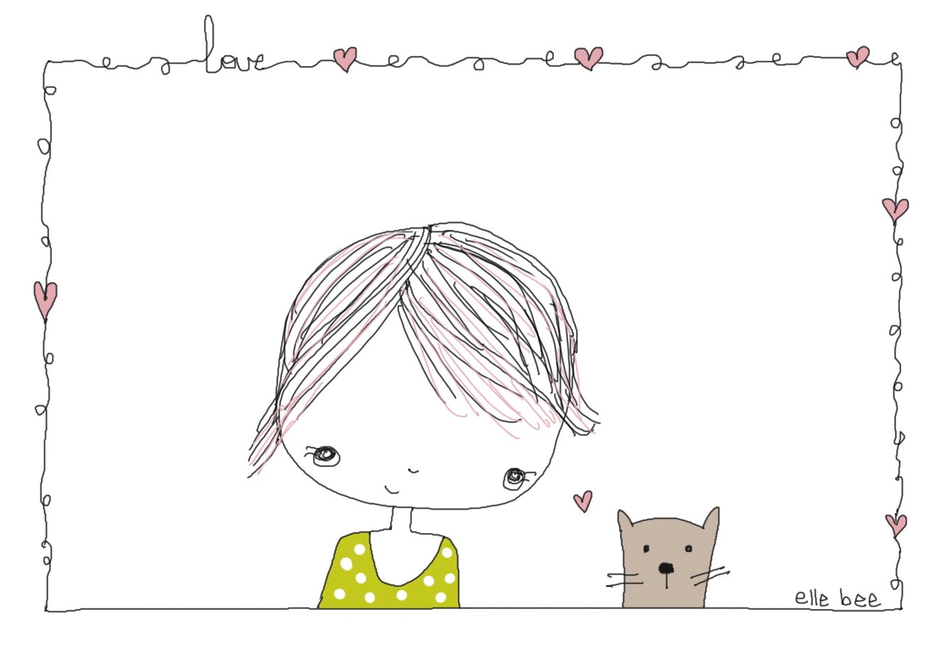 “Kitty and me in the window” greeting card