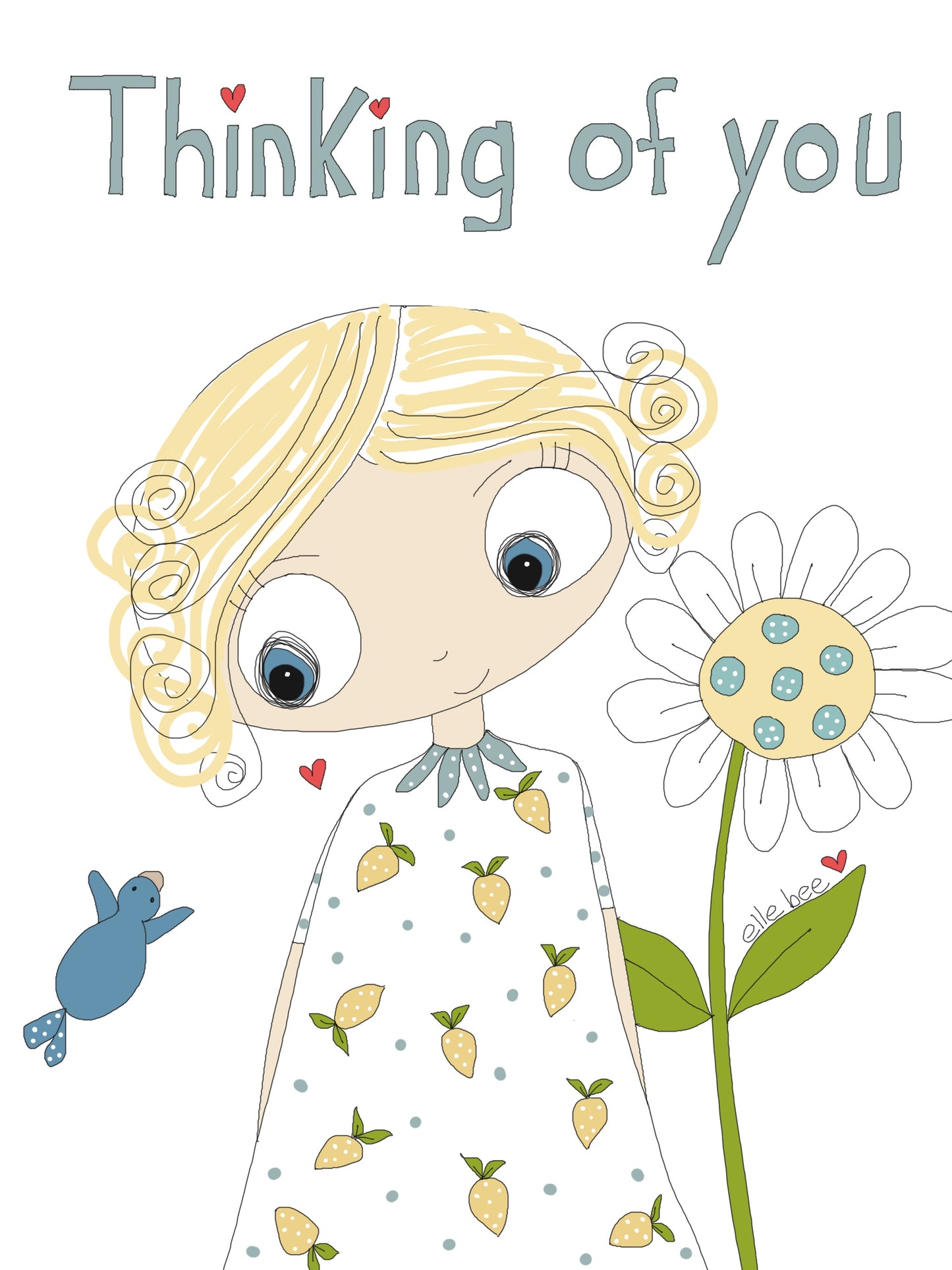 Thinking of You big blue eyes greeting card