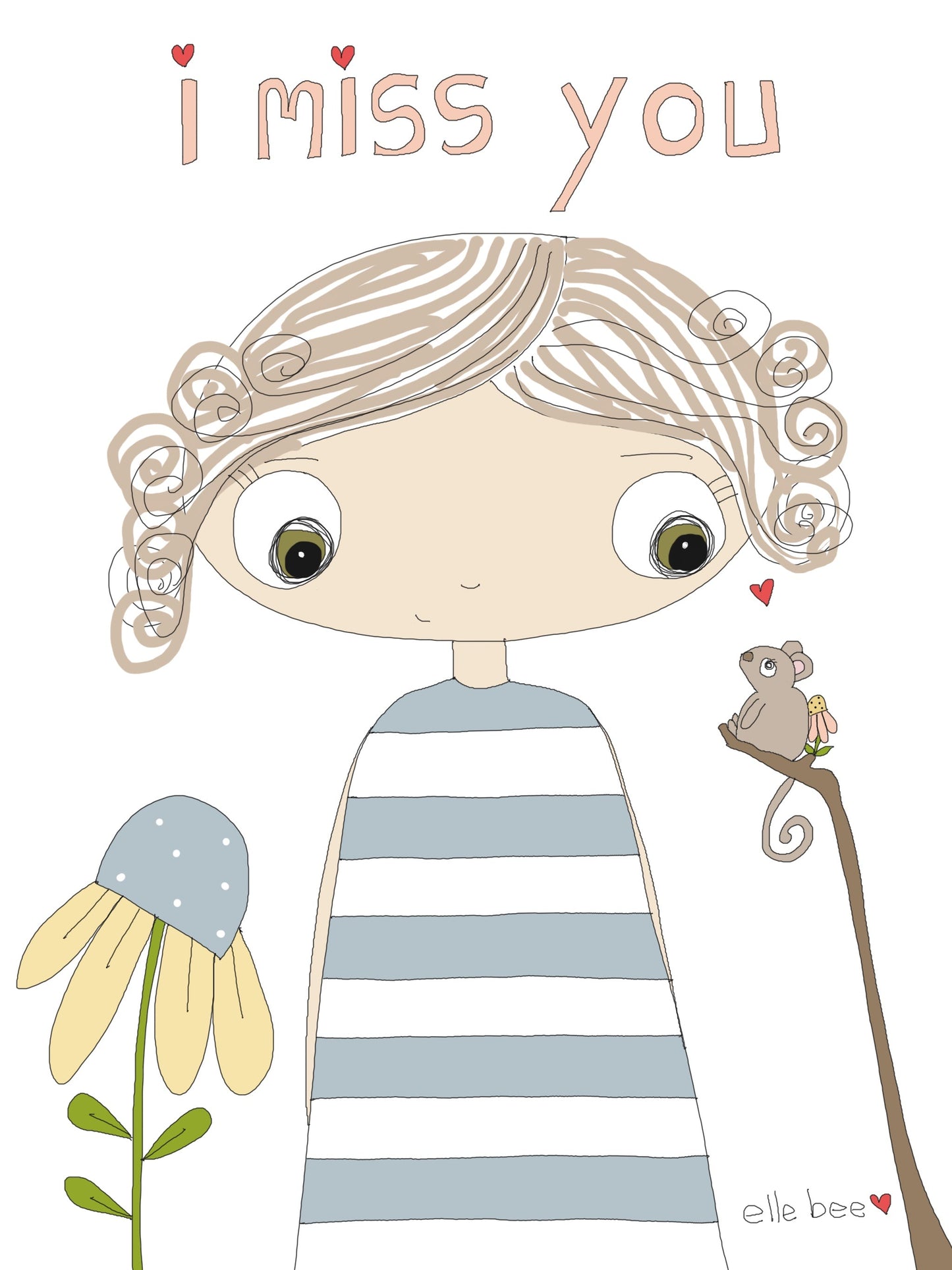 Big Eyes greeting card set of 2 - Thinking of you / I Miss You