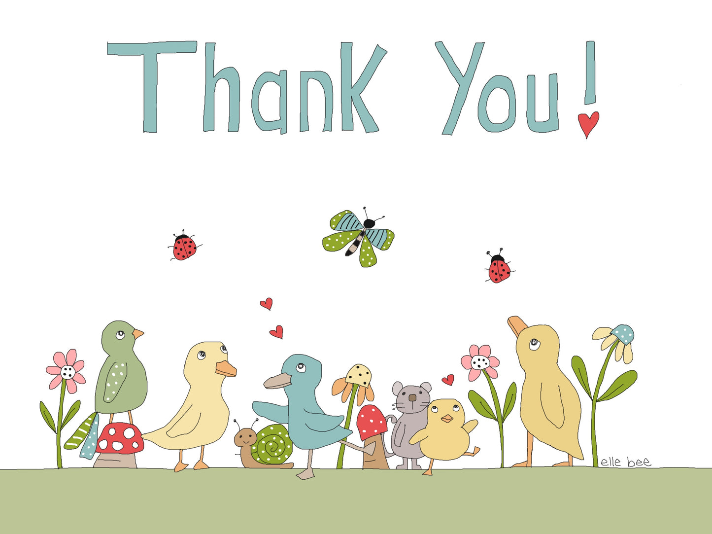 Thank you/Thinking of you greeting card set of 2