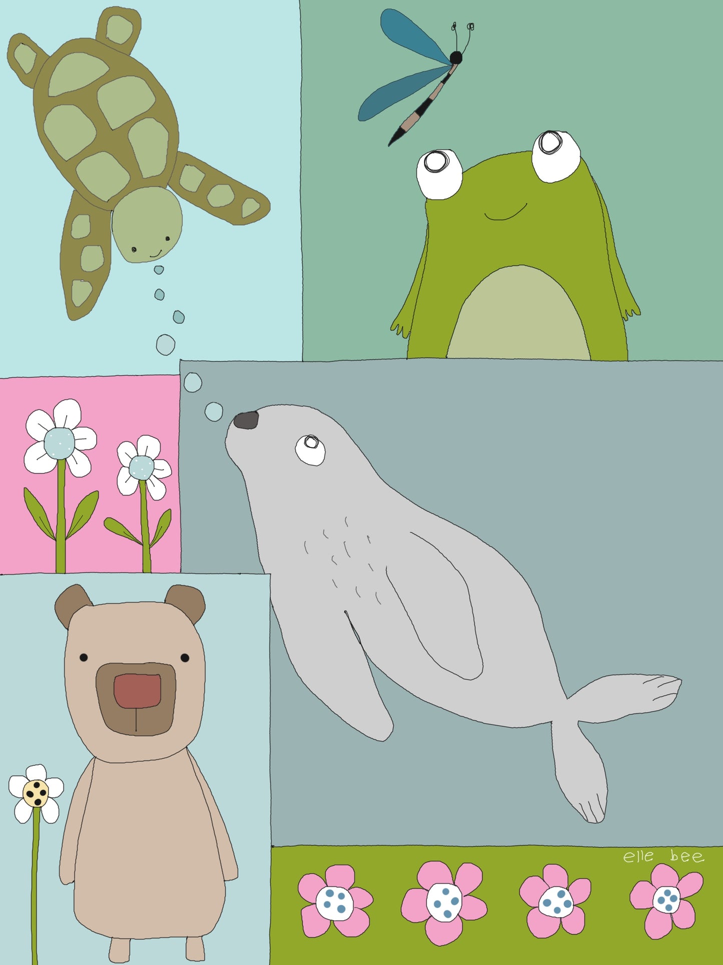 Turtle & friends greeting card
