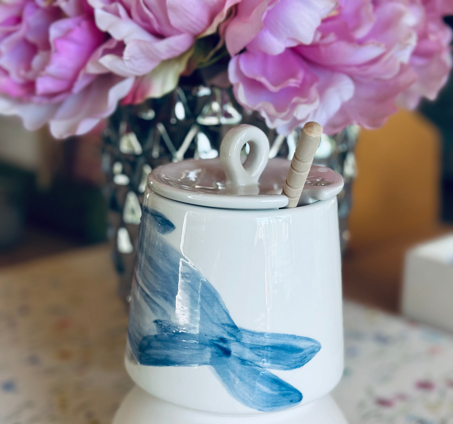 Blue whale honey pot