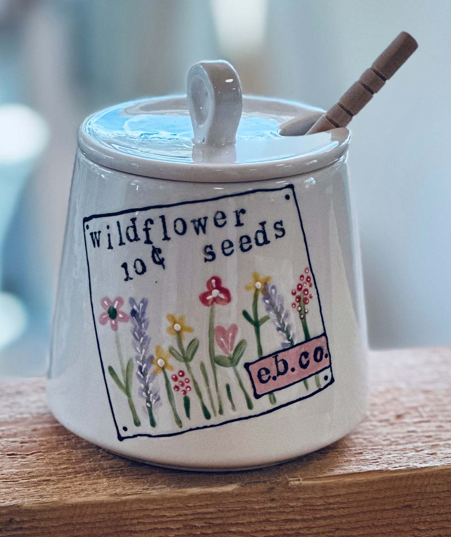 Wildflower seed packet honey pot