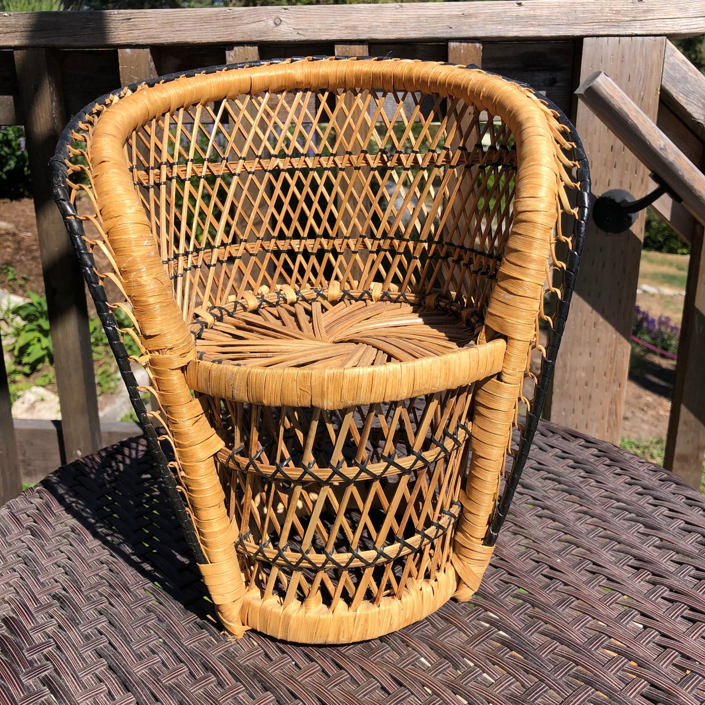 Mini Boho chair plant stand 11" thrifted
