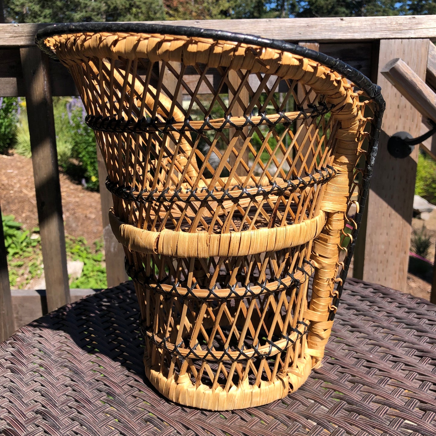 Mini Boho chair plant stand 11" thrifted