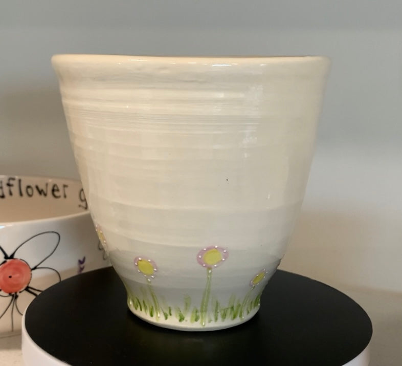 Large wheel thrown mug "Bunny and her kitty"