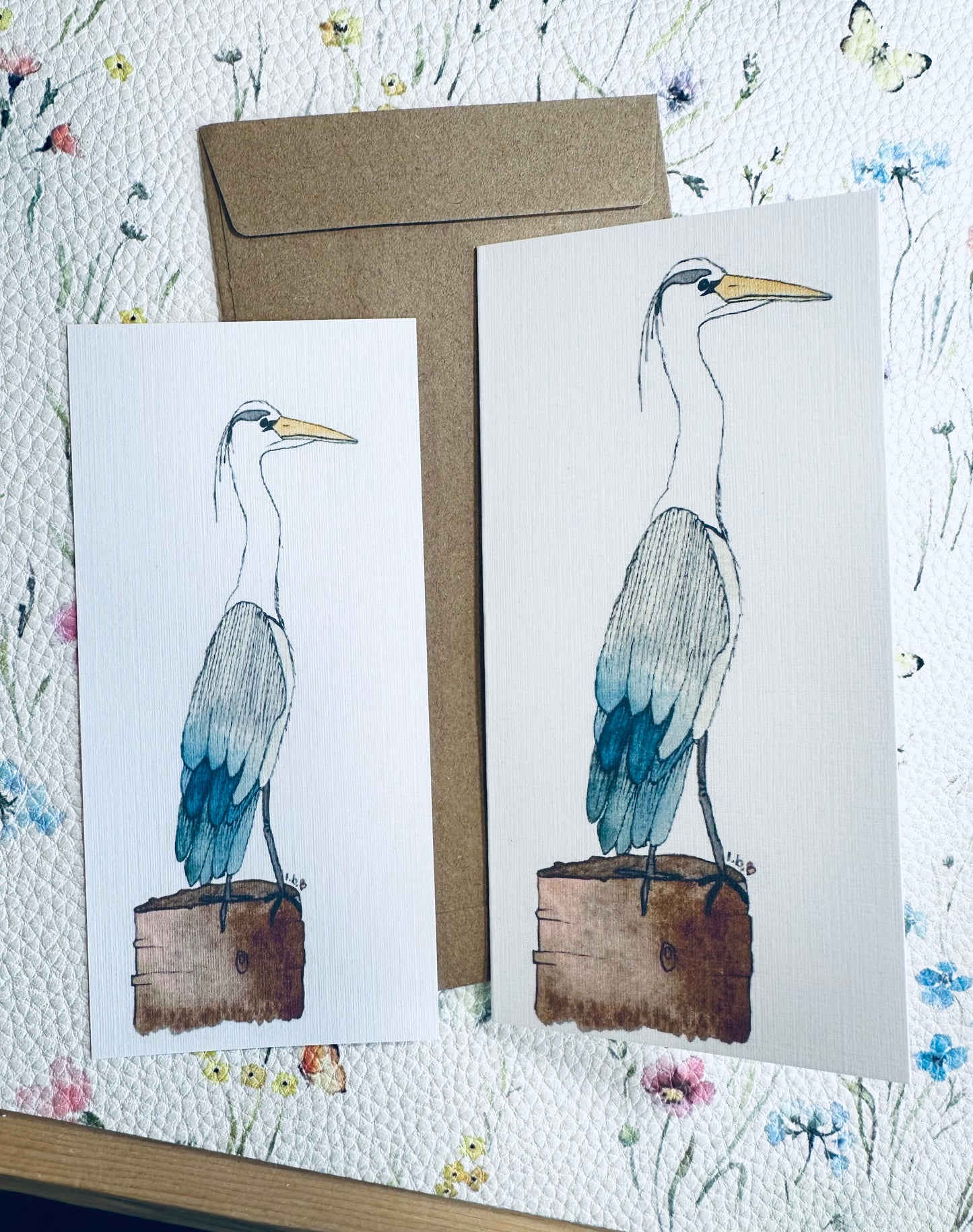 Great Blue Heron greeting card & matching bookmark