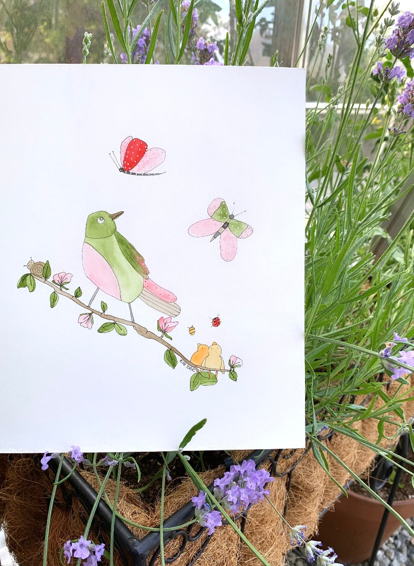 “2 ducks on a branch” original watercolour