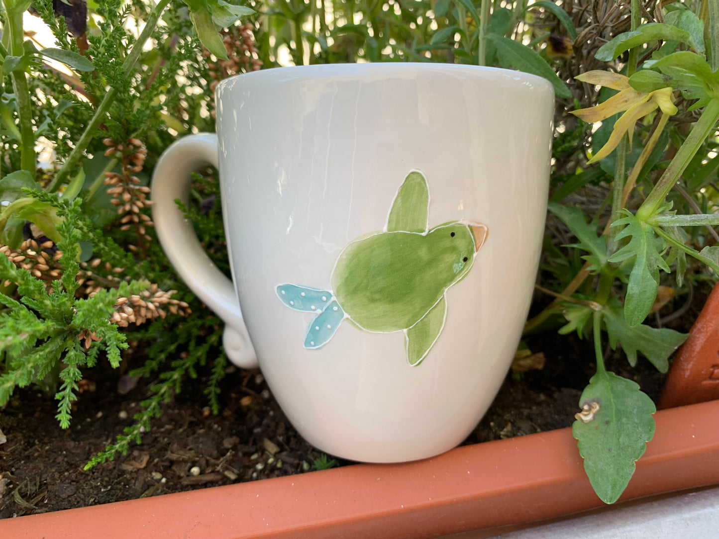 Mug “Bunny in planter” hand painted