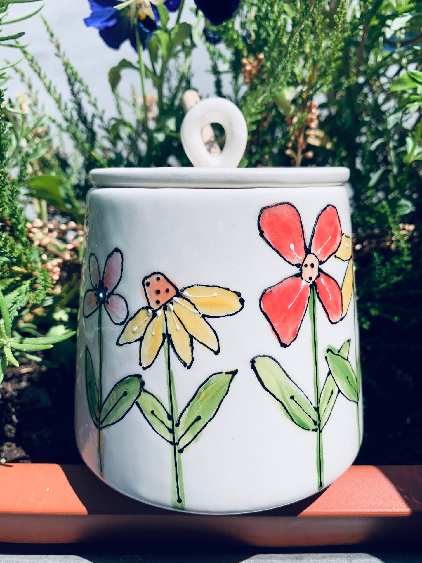 "Blue Tit bird in the garden" honey pot