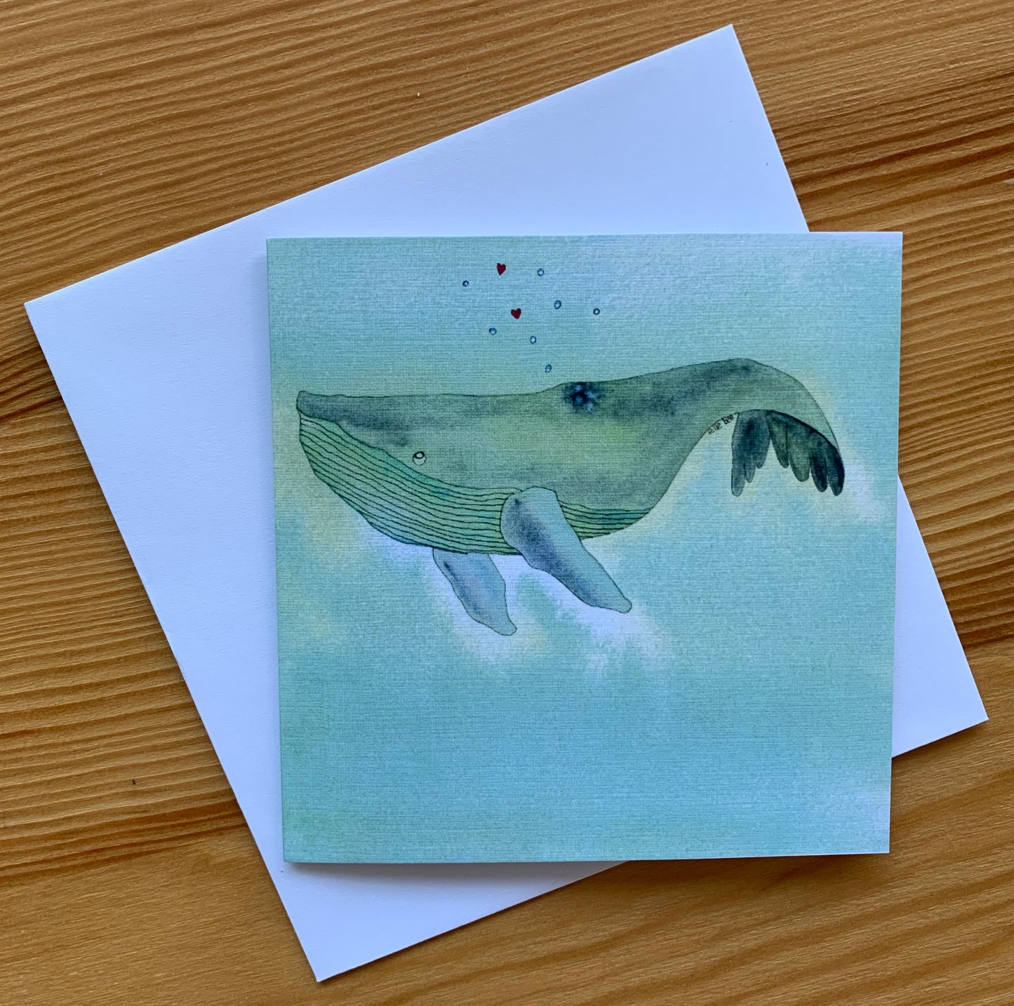 "Blue Whale Bubbles" greeting card
