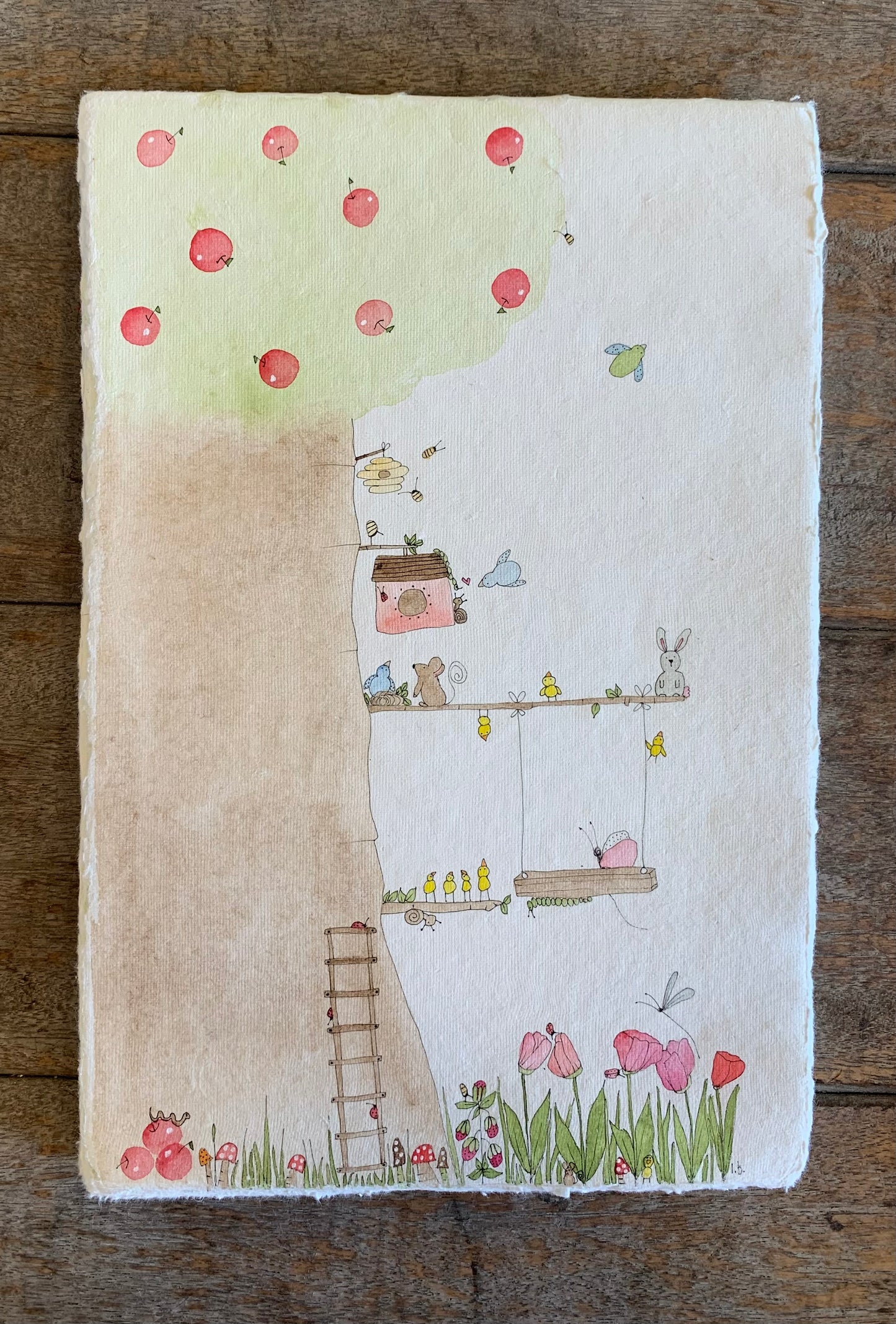 “Ducks in the apple tree” original watercolour