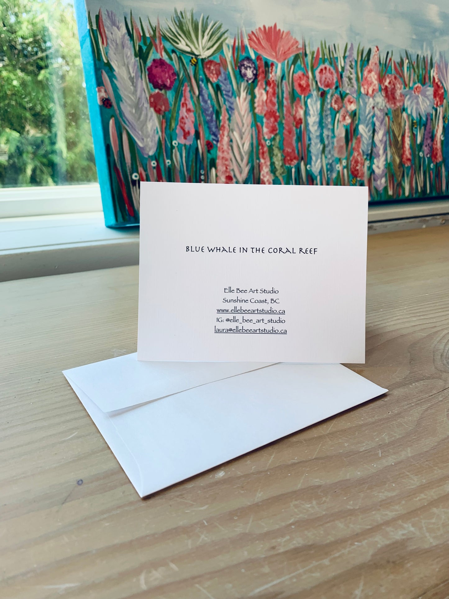 Greeting card "Blue whale in the coral"