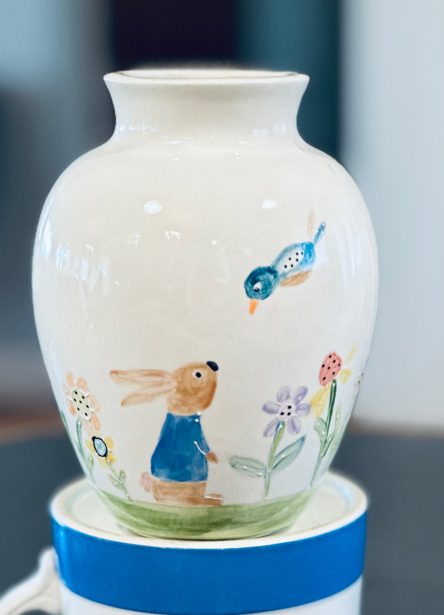 Bunny & Bluebird Wildflower vase