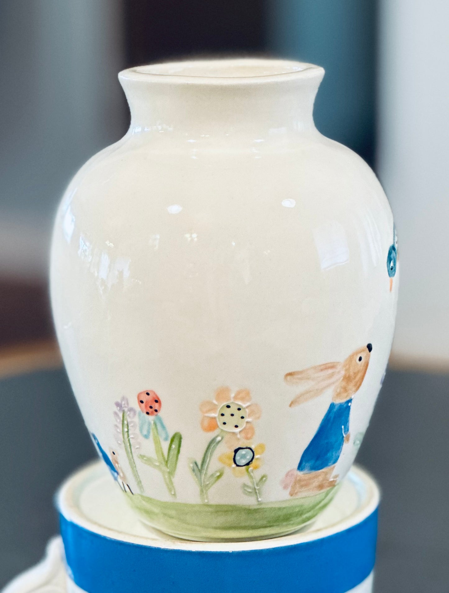 Bunny & Bluebird Wildflower vase