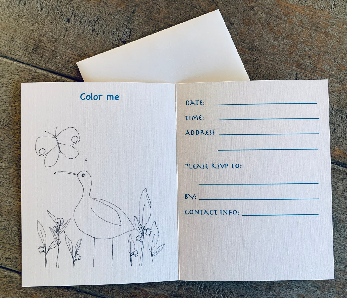 Kids Party invitation set of 4 greeting cards with stickers