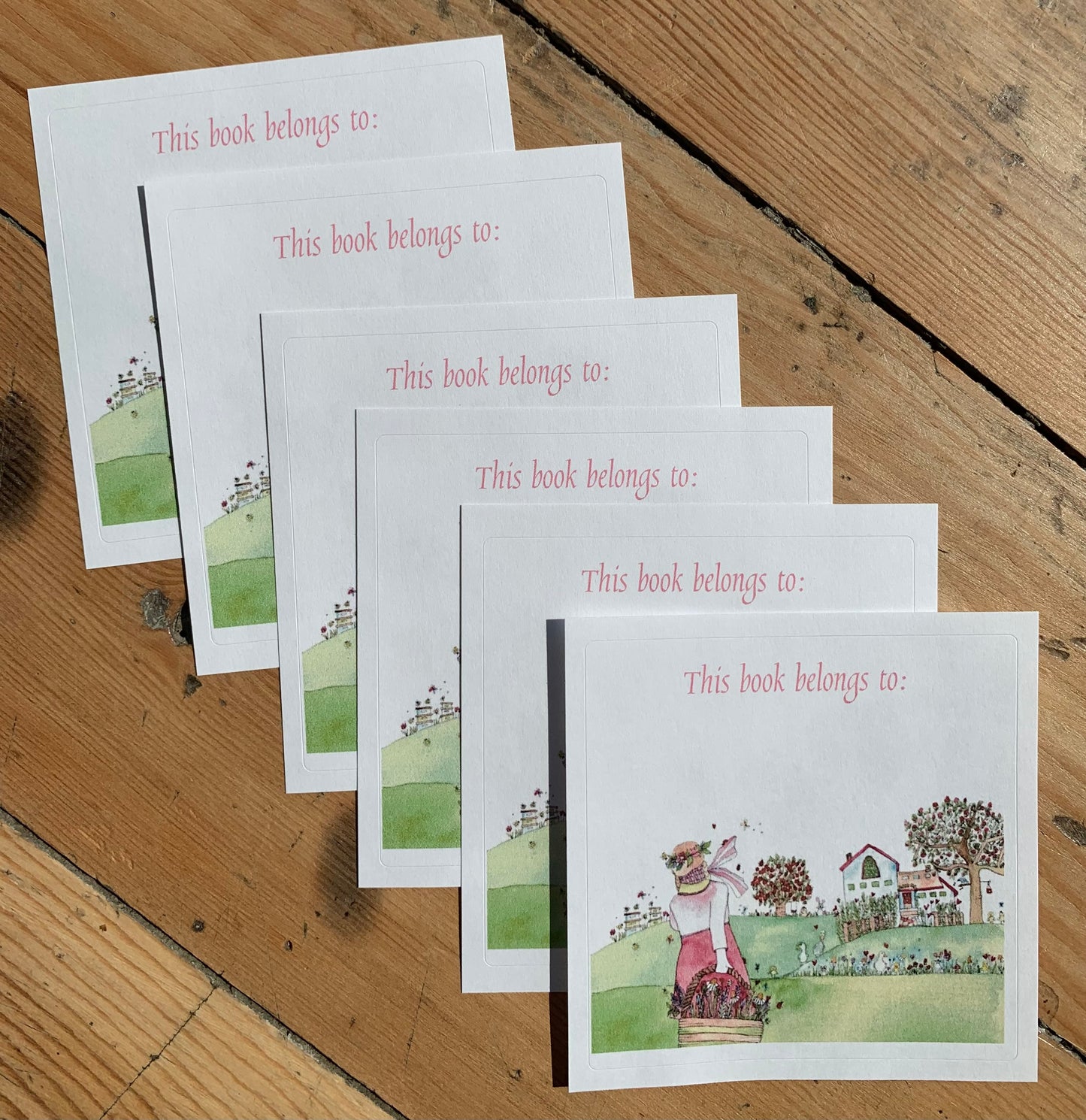 Bookplates - Set of 6 - Girl with basket