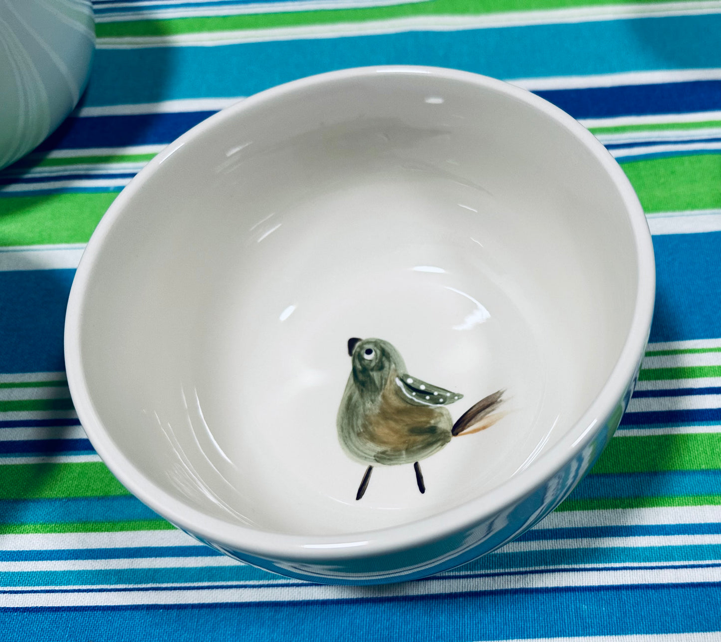 Green bird cereal bowl
