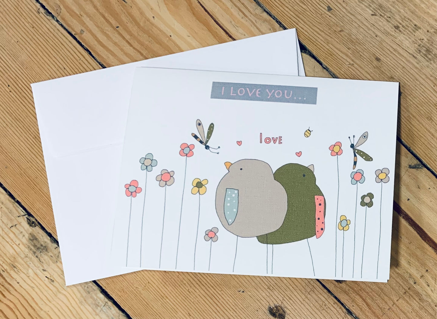 “I Love you love birds” greeting card
