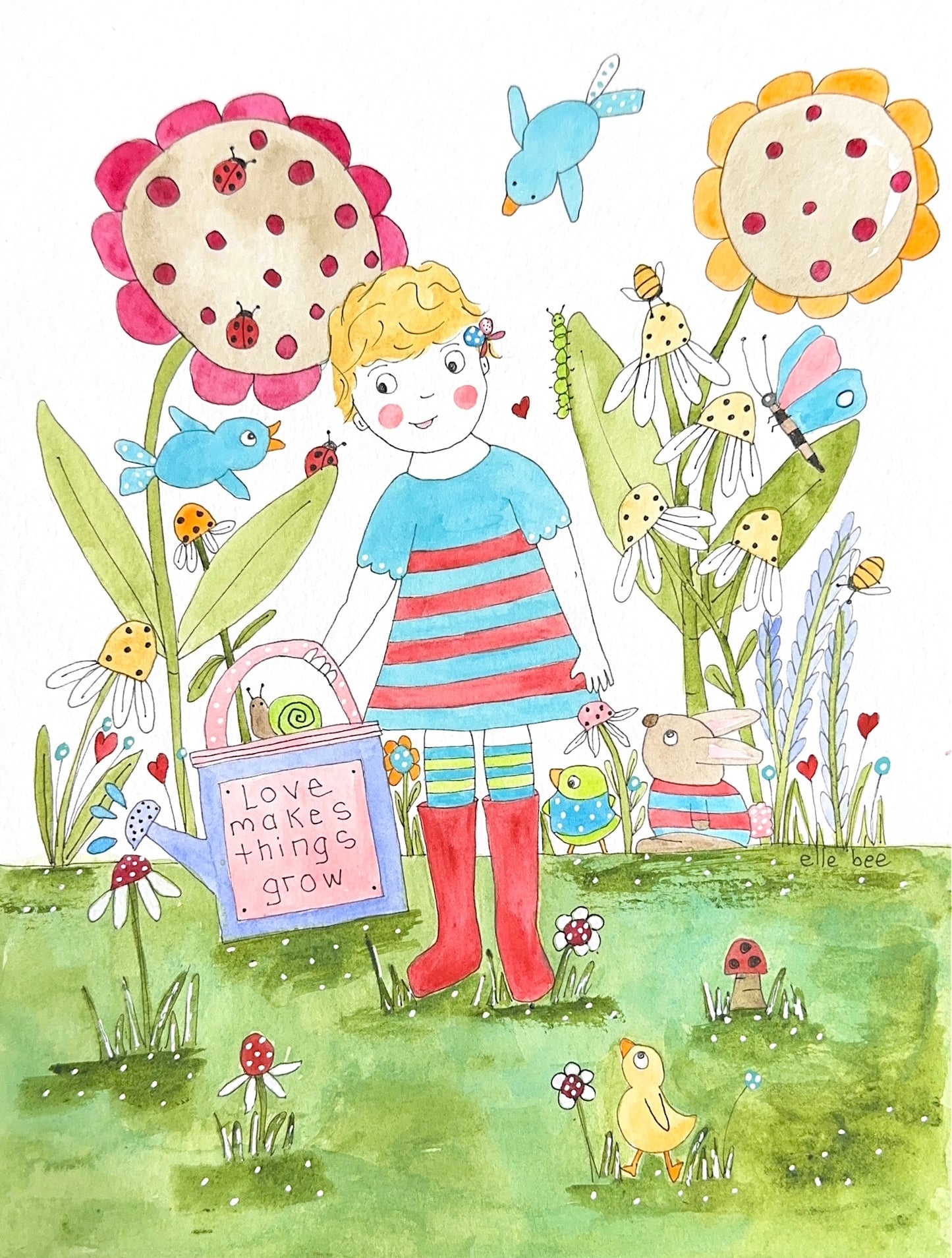 Love makes things grow greeting card