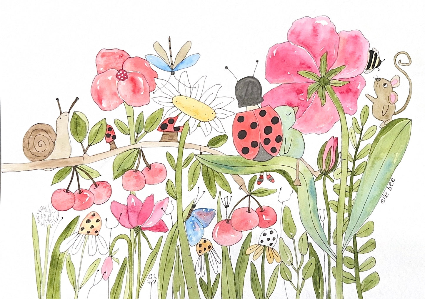 Lily Ladybugs Garden greeting card