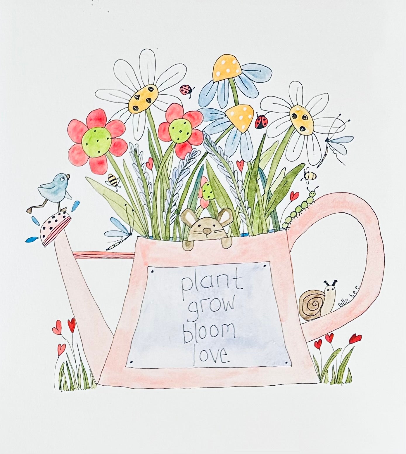 Plant, grow, bloom, love greeting card