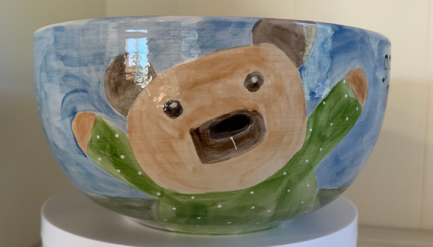 "Good morning Bear hug" cereal bowl