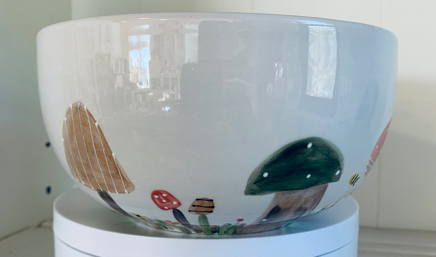 "Fall Mushrooms" cereal bowl