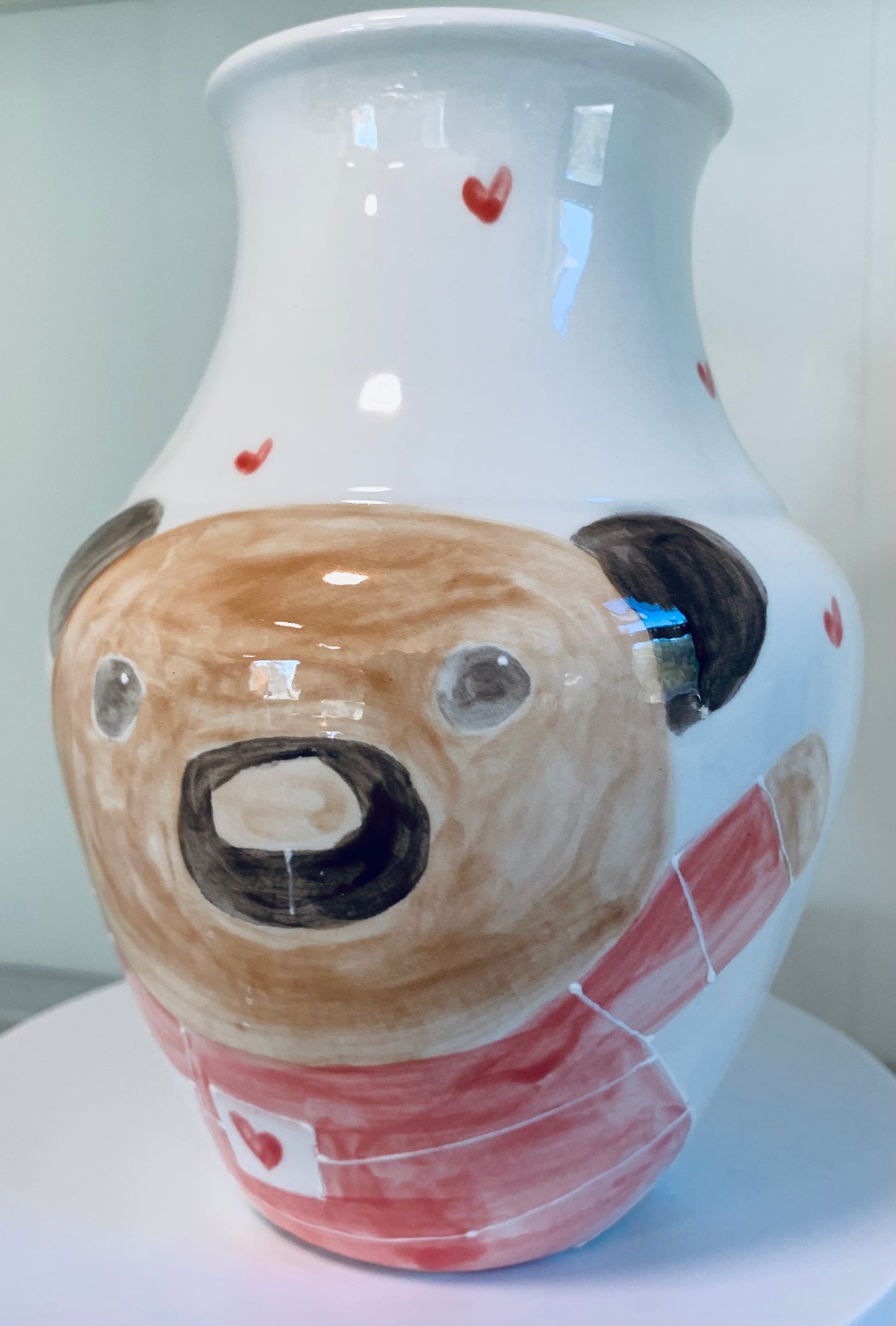 "Feel better beary soon” flower vase