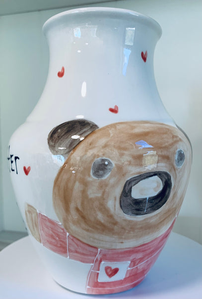 "Feel better beary soon” flower vase