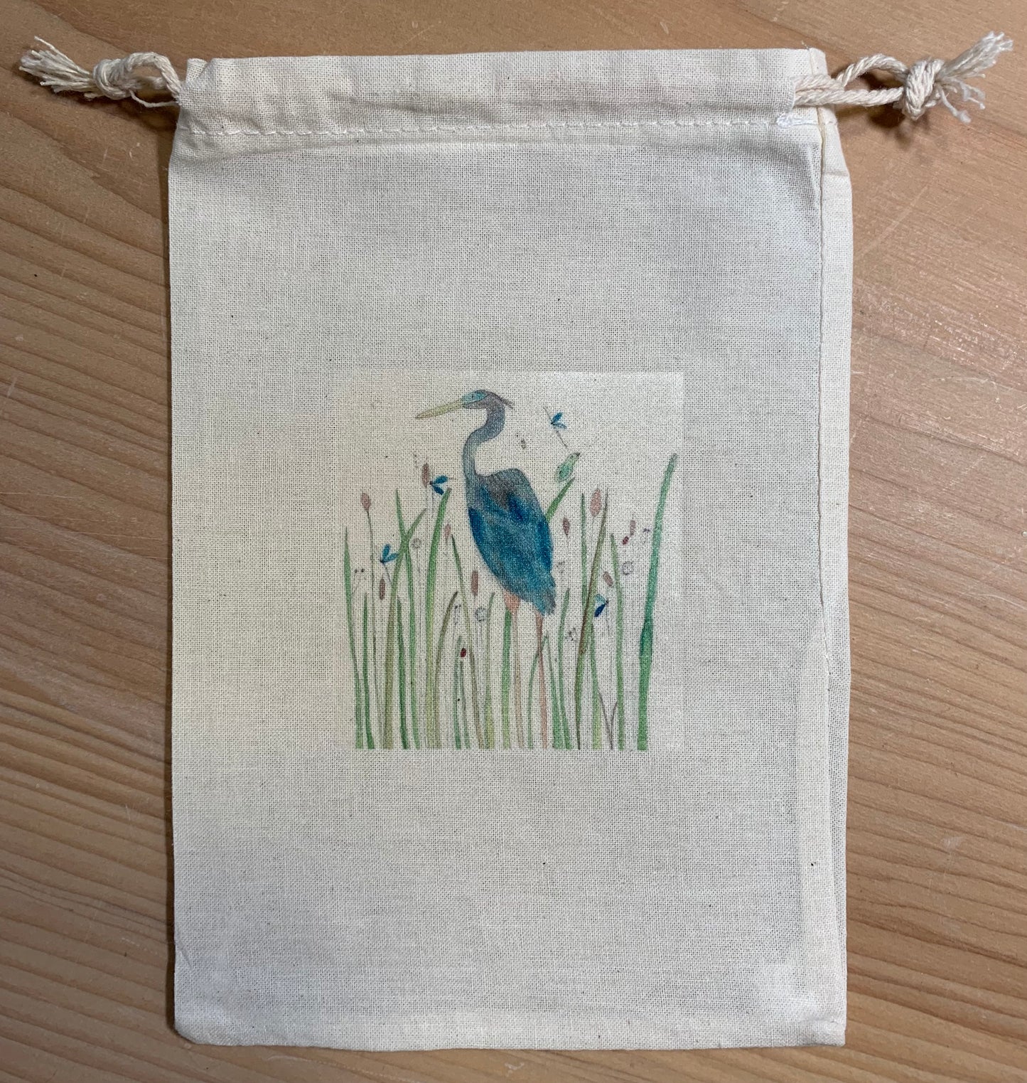 Heron in the Marsh - drawstring bag