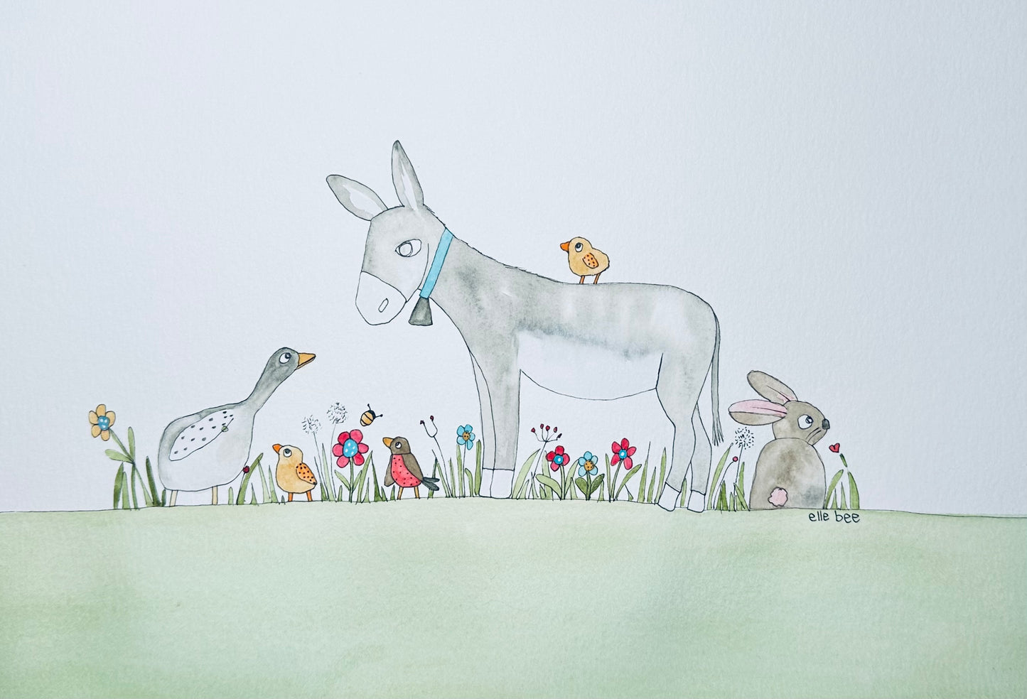 Theodore Donkey and friends Original watercolour