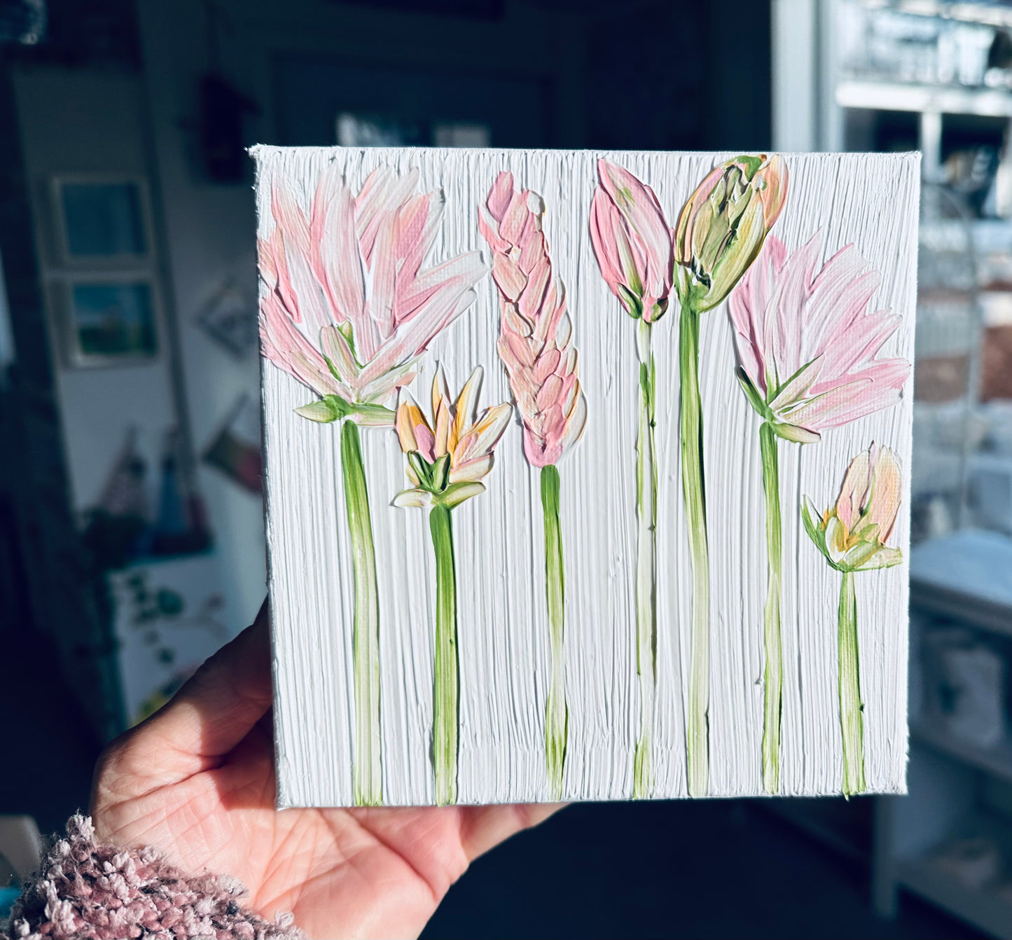 “Pink Wildflowers” Acrylic on Canvas