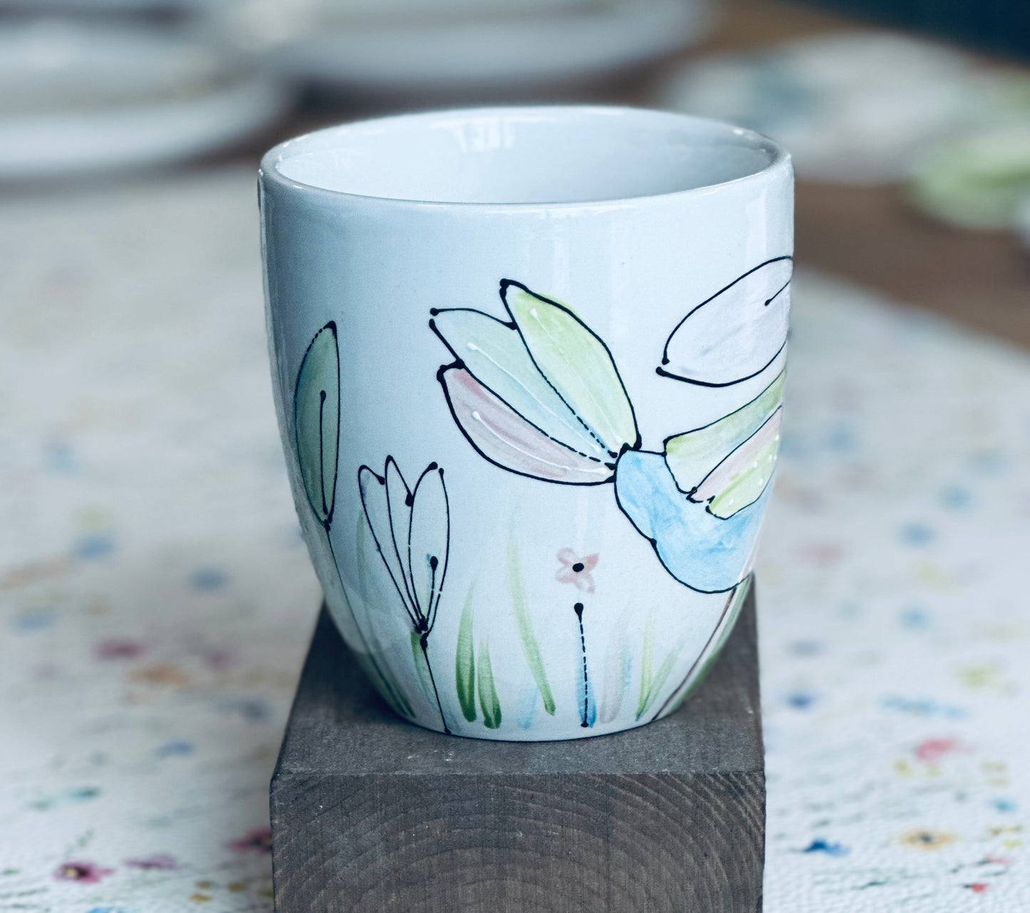 Colourful bird & Blue coneflower mug